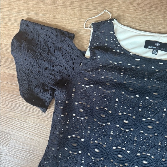 Black Lace Cold Shoulder Dress - Picture 5 of 5